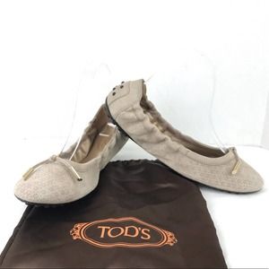 Tod’s Tan Tie Ballet Driving Flats 39.5 EUR 7 US